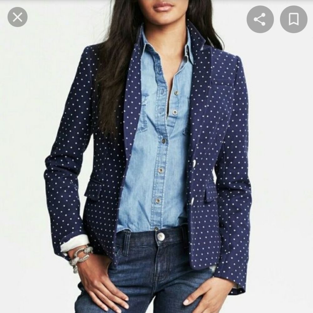Banana Republic navy blue polka dot blazer
